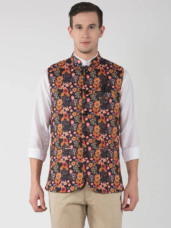 Hangup Men Standard Printed Men's Indian Wear-47APrintedNehru