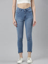 Women Blue Solid Slim Fit Denim Jeans-GZ-5526-1-Blue