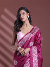 Burgundy Silk Soft Saree With Texture Print-MA60BSL01400051