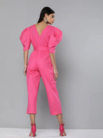 Women Solid Fuschia Jumpsuits & Sets