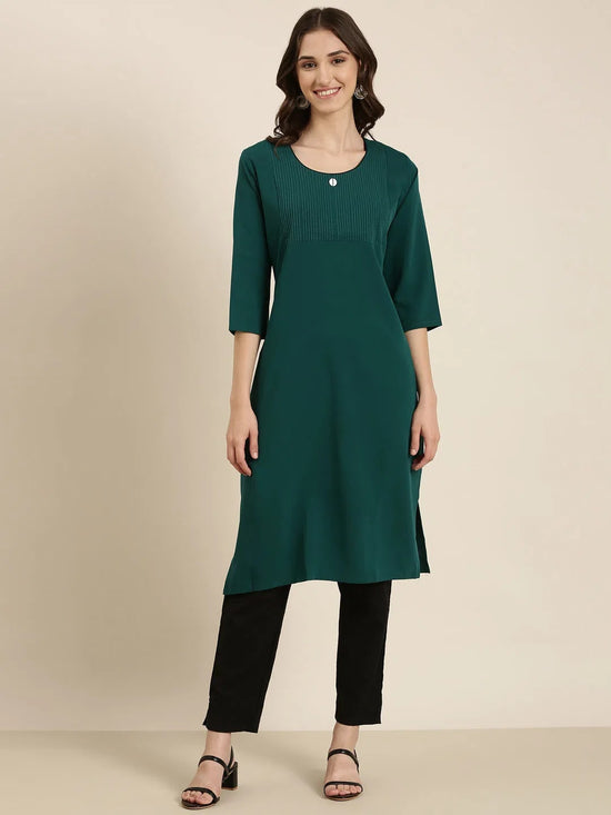 Women Teal Solid Straight Kurta-DF-1203-Teal