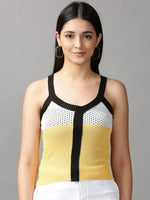 Women's Yellow Solid Fitted Crop Top-AN-2023-Yellow