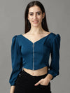 Women's Blue Solid Top-AE-10551-Teal