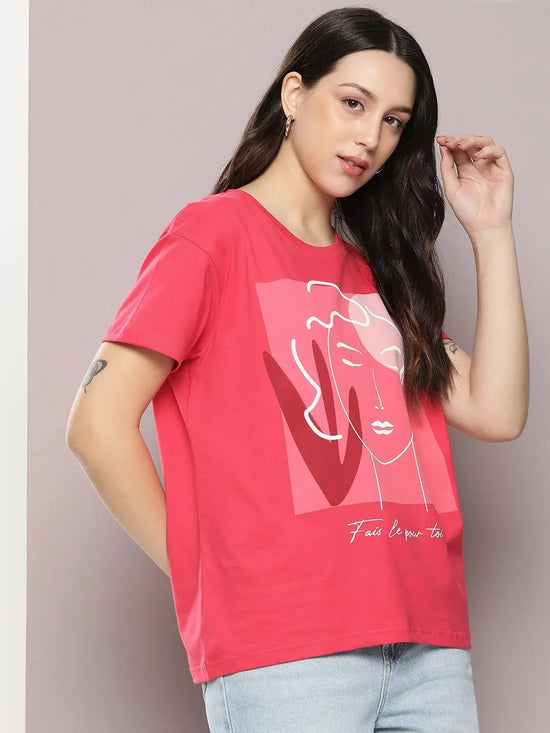 Dillinger Pink Graphic Boxy Regular T-Shirt-WMNCR542CPK-XS