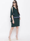 Kaftan sleeve yoke mini dress in Bottle Green