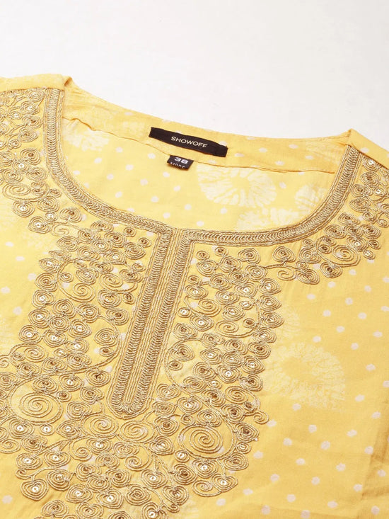 Women Yellow Printed Kurta Set-GW-3426-Yellow