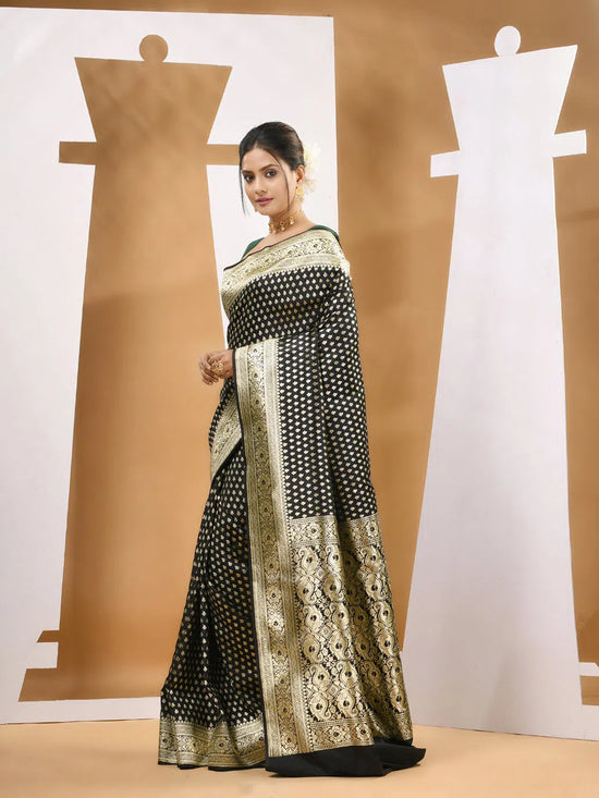 Black Silk Banarasi Saree With Zari Woven Designs-MA53BSL441050028