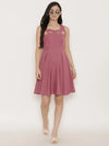 Cutout neck skater dress in Mauve