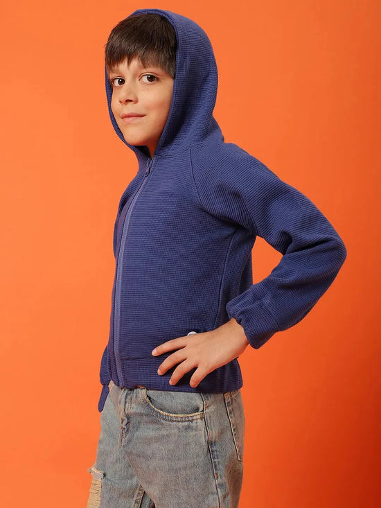 Tales & Stories Boys Royal Blue Lycra Solid Sweatshirt