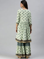 Women's Green Printed Kurta Sets-FS2349-Green