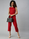 Women's Brown Solid Jumpsuit-AE-9889-Red