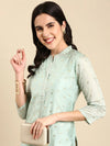 Women's Sea Green Printed Straight Kurta-GC-1008-Seagreen