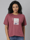 Women Solid Mauve T Shirt-AF-2245-Mauve