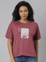 Women Solid Mauve T Shirt-AF-2245-Mauve