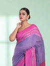 Violet Cotton Saree With Zari Border-MA59CT06530054