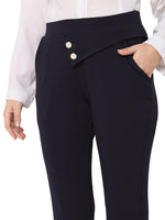 Smarty Pants Women's Cotton Lycra Straight Fit Blue Color Formal Trouser