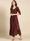 Women's Burgundy Printed Kurta Set-SKC-1008-Burgundy