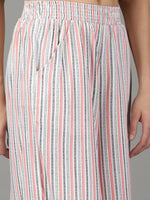 Women's White Striped Culottes-AE-10446-White