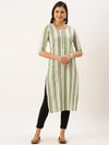 Women's Green Striped Straight Kurta-SKC-3235-Greenwhite