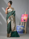 Emerald Green Katan Silk Banarasi Saree With Ethnic Motifs And Zari Woven Designs-MA52KA441380058