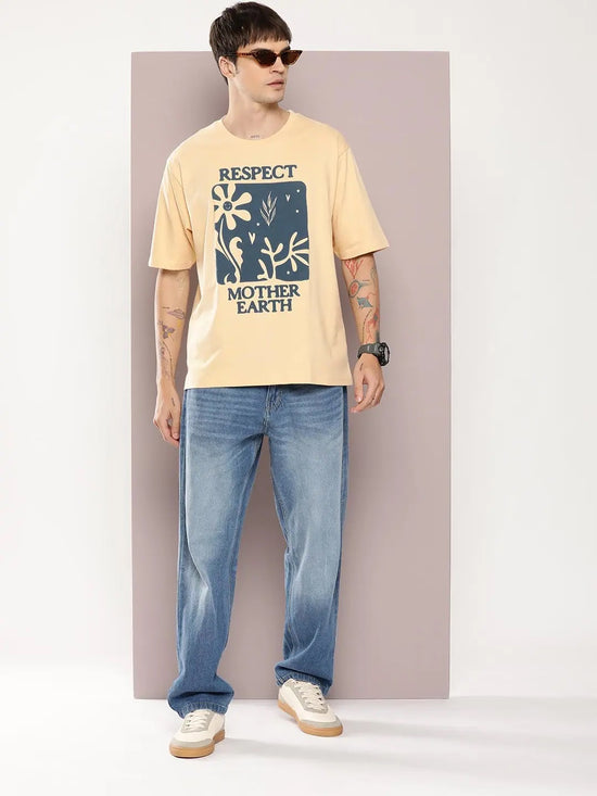 Dillinger Beige Graphic Oversized T-shirt-DLMOV291BGE-S