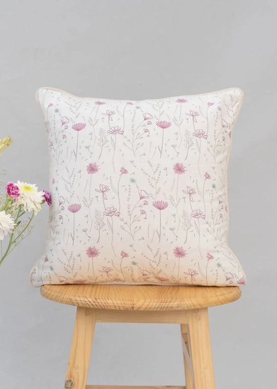 Drifting Dandelion 100% cotton floral cushion cover for sofa - Lavender-230451021