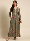 Women's Green Printed Anarkali Kurta-RF-1775-Olive