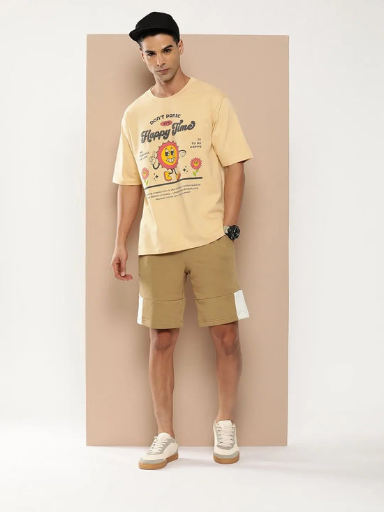 Difference of Opinion Beige Graphic Oversized T-Shirt-DOOVR226BGE-S