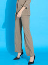 Women Beige Front Darted Pants