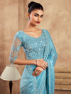 Saree Mall Women's Chiffon Light Blue Embellished Designer Saree With Blouse Piece-SRVATN7902