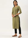 Women's Olive Solid Straight Kurta-SKC-3128-Olive