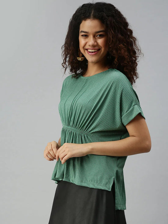 Women Green Solid Kaftan Top-AE-10178-Green