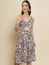 Floral Print Center Cut Out Dress