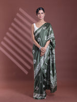 Fern Green Silk Soft Saree With Texture Print-MA60BSL01400055