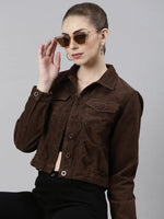 Women Coffee Brown Solid Tailored Jacket-IM-10605-Coffeebrown