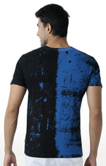 Huetrap Blue Mens Short Sleeve Graphic Printed Tshirt-HT17MKGRASUR00305