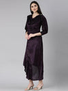 Women Purple Striped Gown Dress-8I-10008-Purple