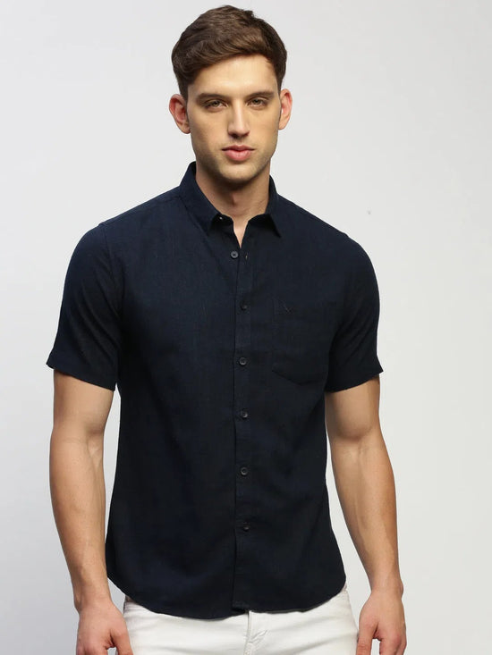 Men Navy Solid Shirt-BRION-1805-Navyblue