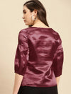 balloon sleeve top in Maroon