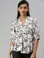 Women's Brown Printed Top-AE-10280-Brownwhite