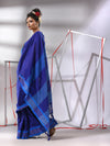 Blue Cotton Saree With Stripes Pallu-MA55CT06520028