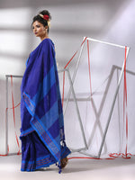 Blue Cotton Saree With Stripes Pallu-MA55CT06520028