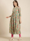 Women Anarkali Sea Green Floral Kurta-SKC-052592-Seagreen