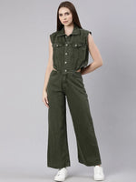 Women Solid Olive Basic Jumpsuit-GZ-5608-Olive