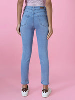 Women's Blue Solid Skinny Fit Denim Jeans-GZ-5340-Blue