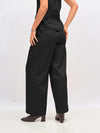 Women Black Twill Waist Drawstring Cargo Pants