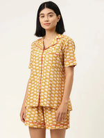 Shirt and Shorts Set in yellow elephant print