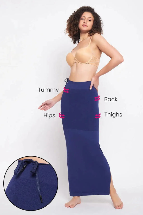 Clovia Saree Shapewear Petticoat with Drawstring in Navy Blue