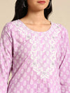 Women's Lavender Printed Kurta Set-AT-A576-Lavender