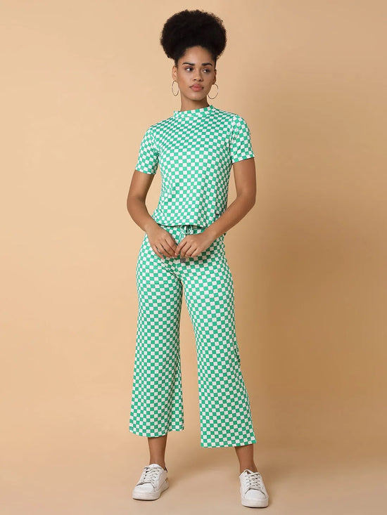 Women Green Checked Tracksuit-AF-1914-Green